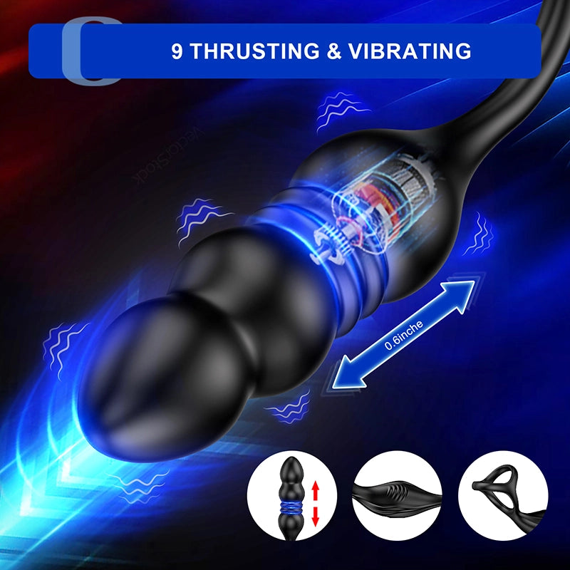 9 Vibration Remote Control Wearable Anal Beads Massager