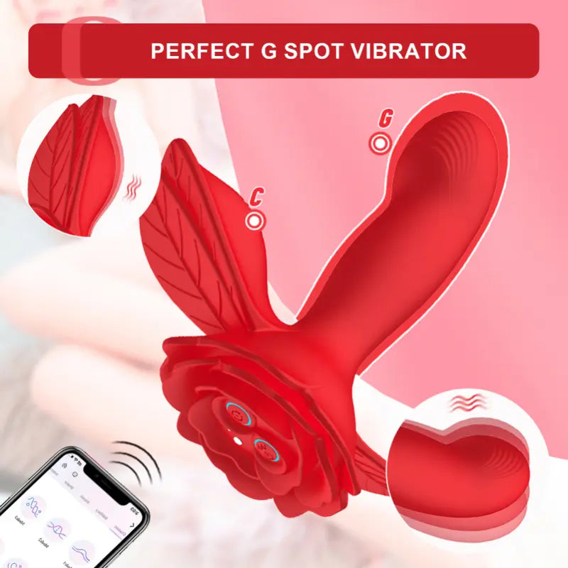 App Remote Control Rose Butt Plug Wearable Vibrating Toy