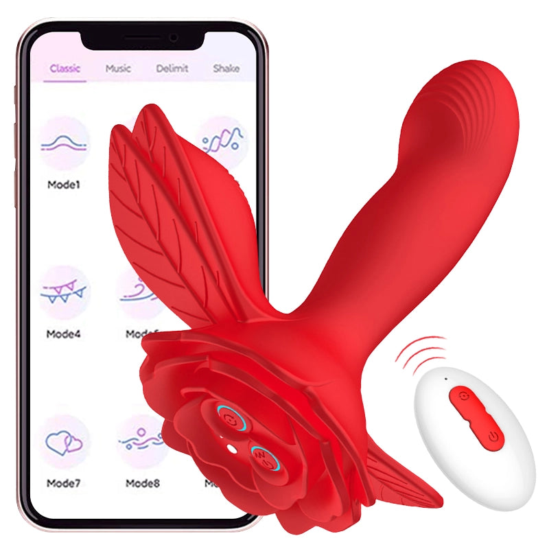 App Remote Control Rose Butt Plug Wearable Vibrating Toy