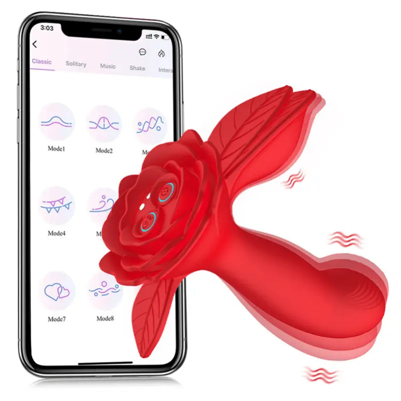 App Remote Control Rose Butt Plug Wearable Vibrating Toy