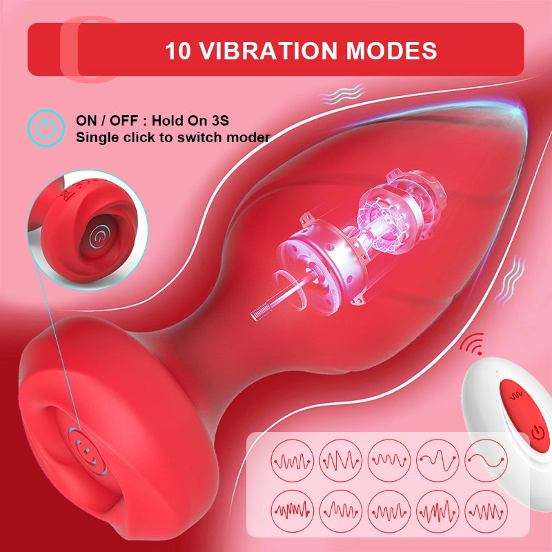 4PCs Remote Control Vibrating Silicone Anal Plug Set