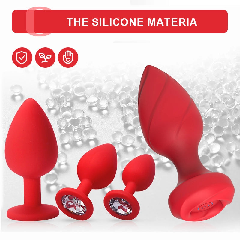 4PCs Remote Control Vibrating Silicone Anal Plug Set