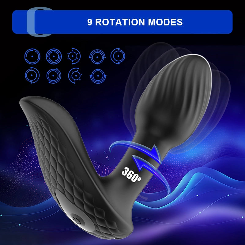 Remote Control Silicone Butt Plug with 9 Vibration & Rotation Modes
