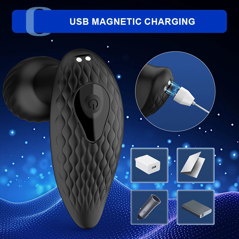 Remote Control Silicone Butt Plug with 9 Vibration & Rotation Modes