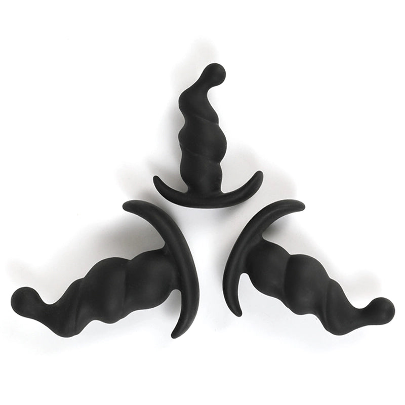 3Pcs Beginner Spiral Silicone Butt Plugs Set