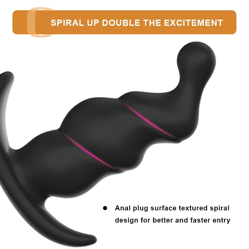 3Pcs Beginner Spiral Silicone Butt Plugs Set