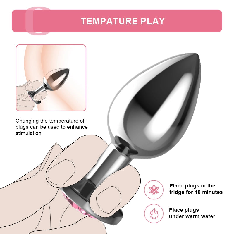 3Pcs Portable Wearable Metal Butt Plugs Set
