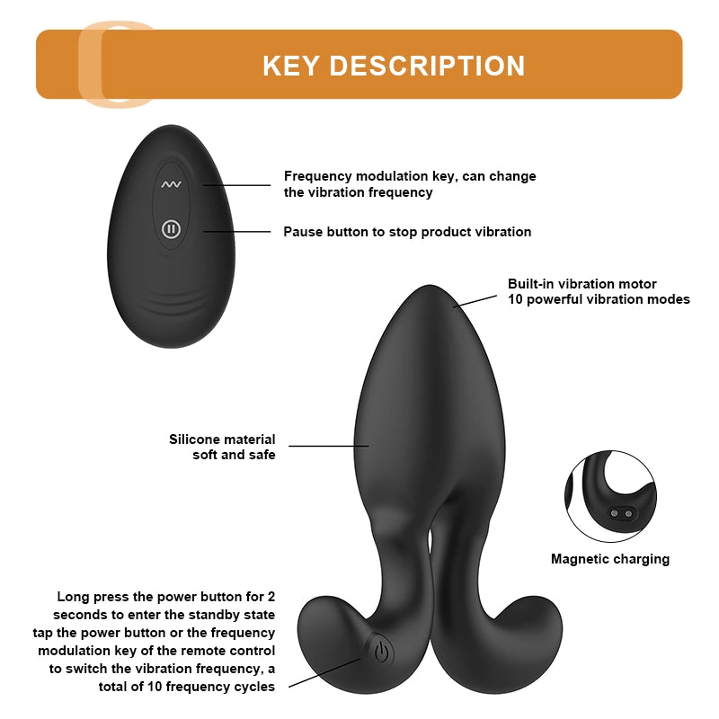 10 Vibrating Modes Wearable Silicone Anal Plug