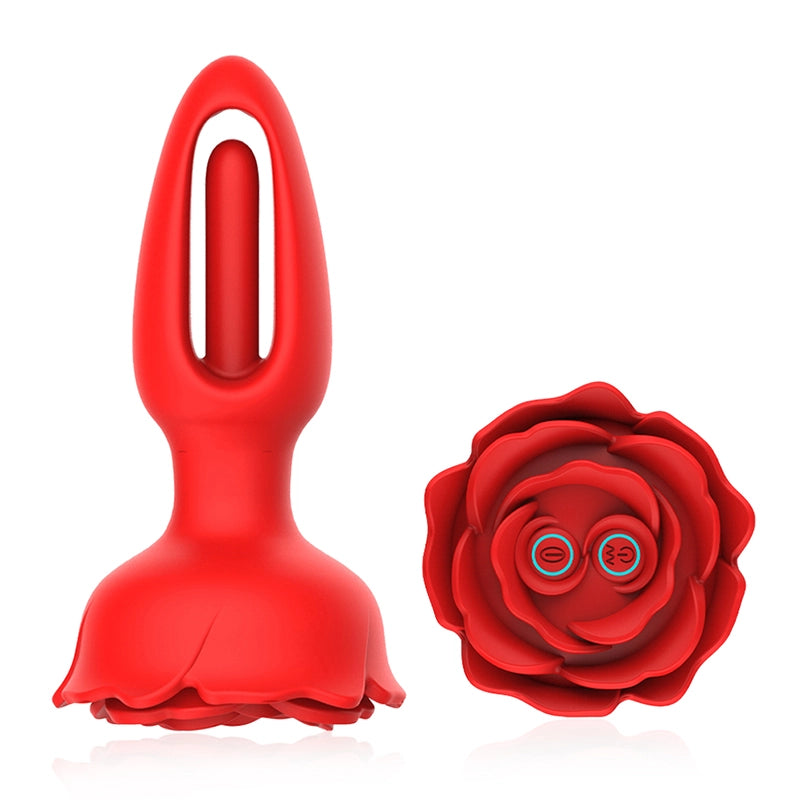 10 Vibration Remote Control Silicone Rose Anal Plug