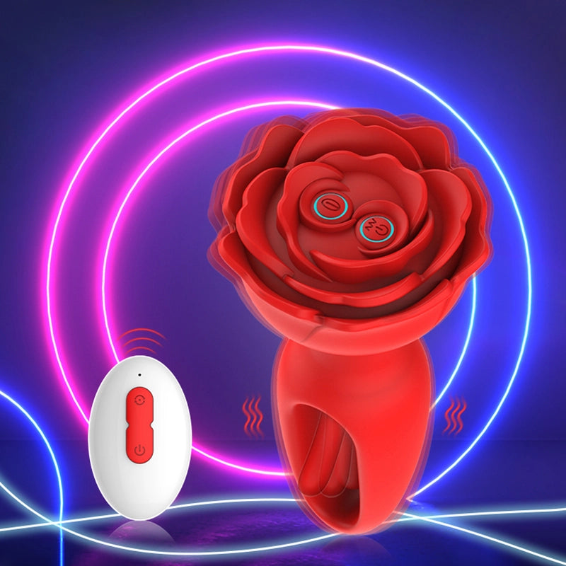10 Vibration Remote Control Silicone Rose Anal Plug