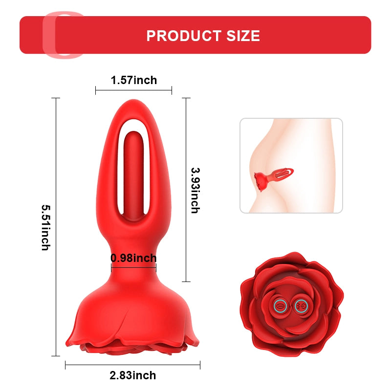 10 Vibration Remote Control Silicone Rose Anal Plug
