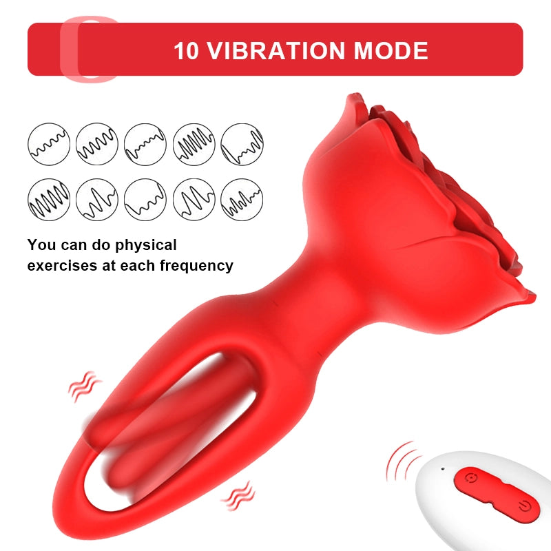 10 Vibration Remote Control Silicone Rose Anal Plug