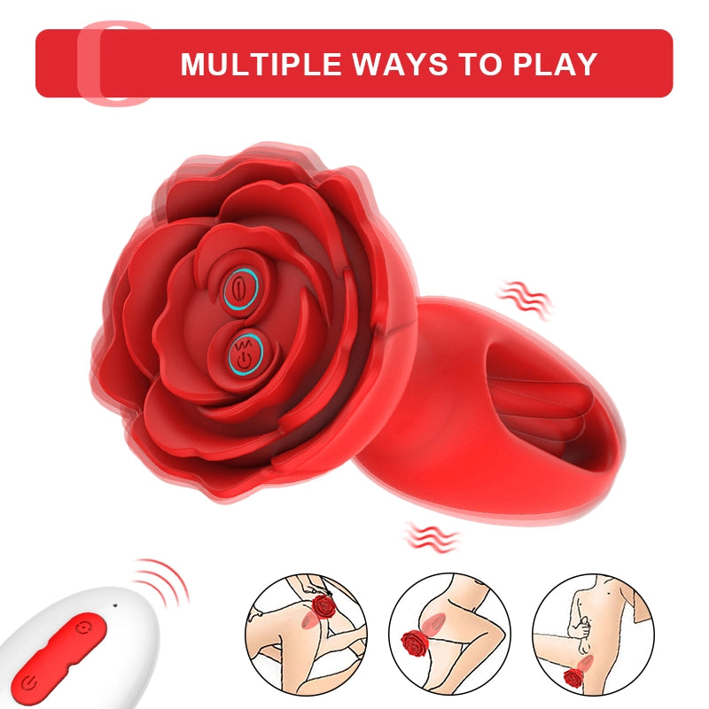 10 Vibration Remote Control Silicone Rose Anal Plug