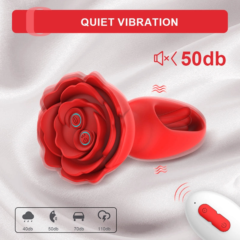 10 Vibration Remote Control Silicone Rose Anal Plug