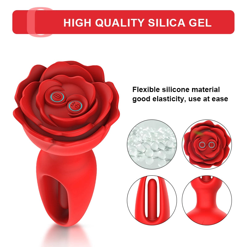 10 Vibration Remote Control Silicone Rose Anal Plug