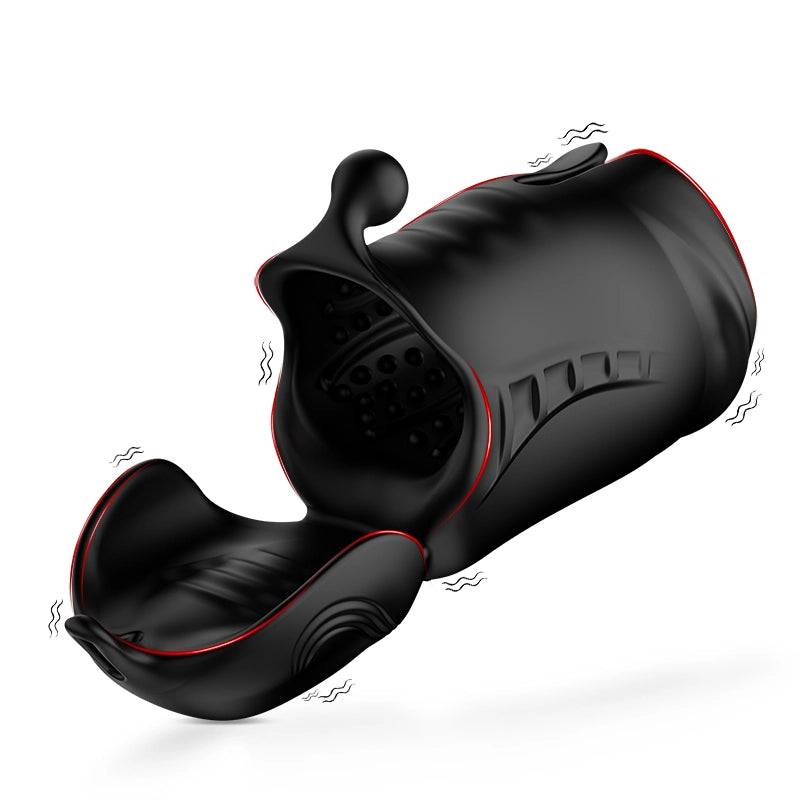10 Vibration Glans Trainer with Penis Testicles Stimulator