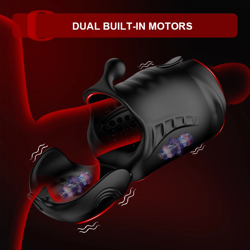 10 Vibration Glans Trainer with Penis Testicles Stimulator