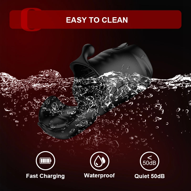 10 Vibration Glans Trainer with Penis Testicles Stimulator