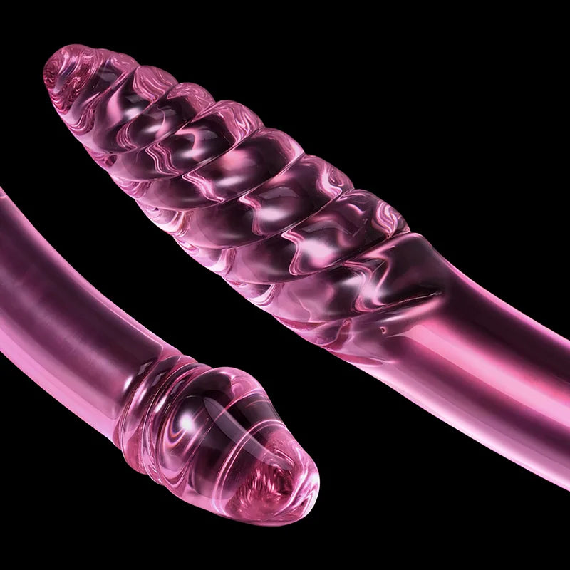 Double Head Glass Dildo with Spiral Texture 9.05 Inch
