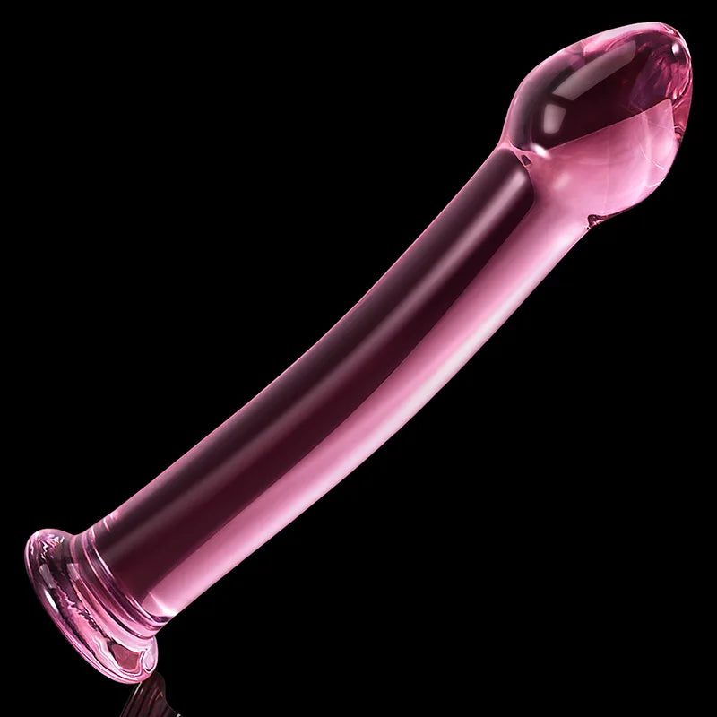 Mushroom Head Curved Crystal Glass Dildo 6.96 Inch