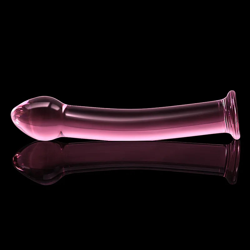 Mushroom Head Curved Crystal Glass Dildo 6.96 Inch