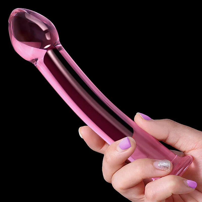 Mushroom Head Curved Crystal Glass Dildo 6.96 Inch