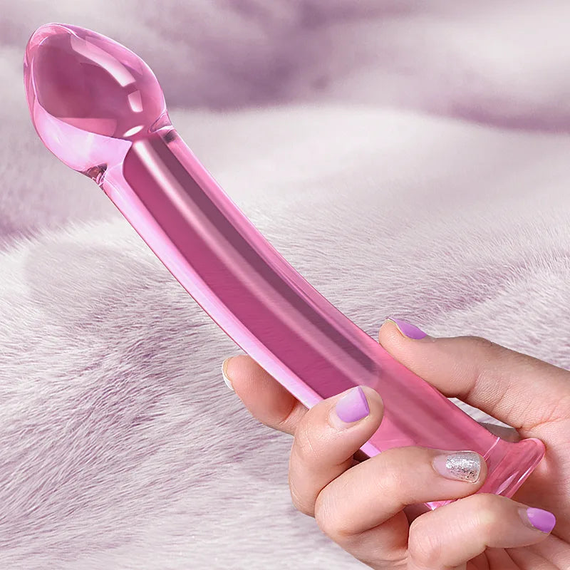 Mushroom Head Curved Crystal Glass Dildo 6.96 Inch