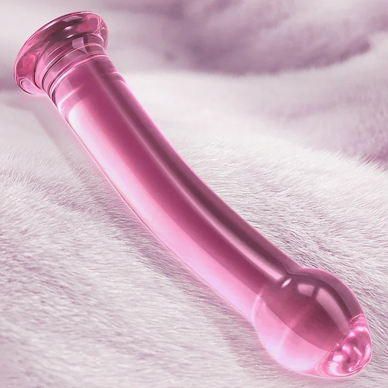 Mushroom Head Curved Crystal Glass Dildo 6.96 Inch