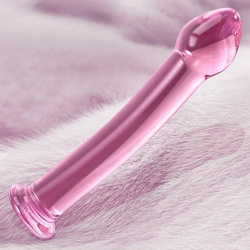 Mushroom Head Curved Crystal Glass Dildo 6.96 Inch