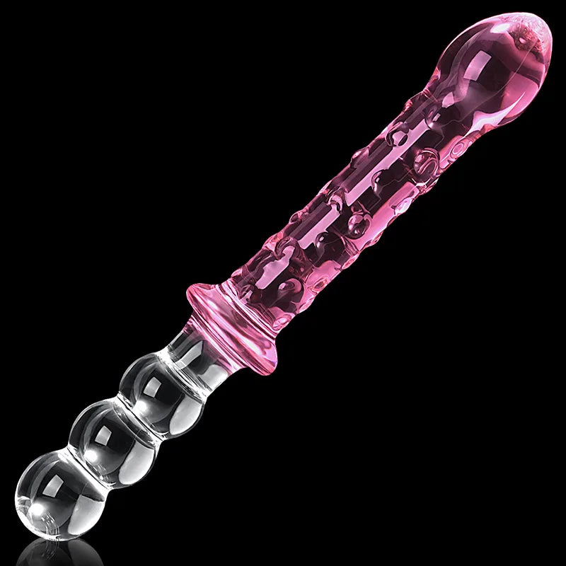 Double Glass Dildo with Anal Beads 9.25Inch