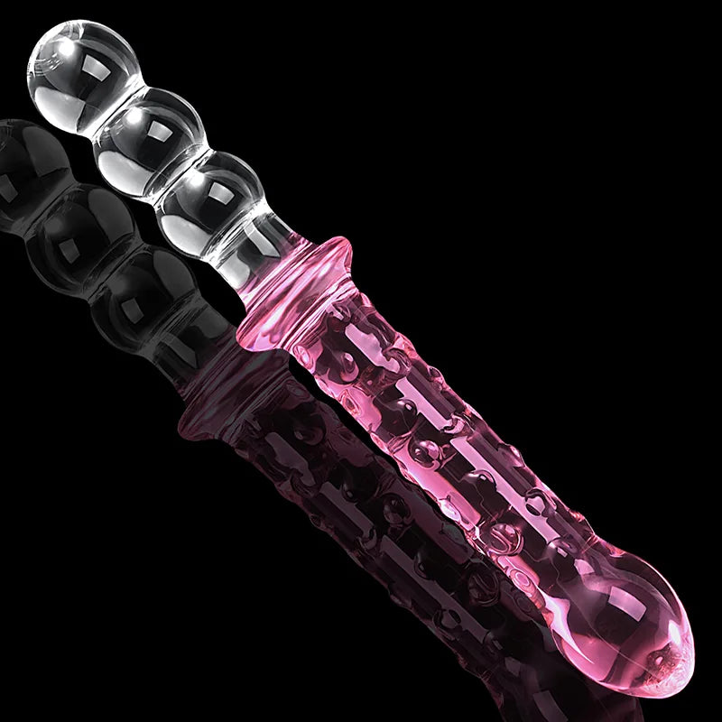 Double Glass Dildo with Anal Beads 9.25Inch