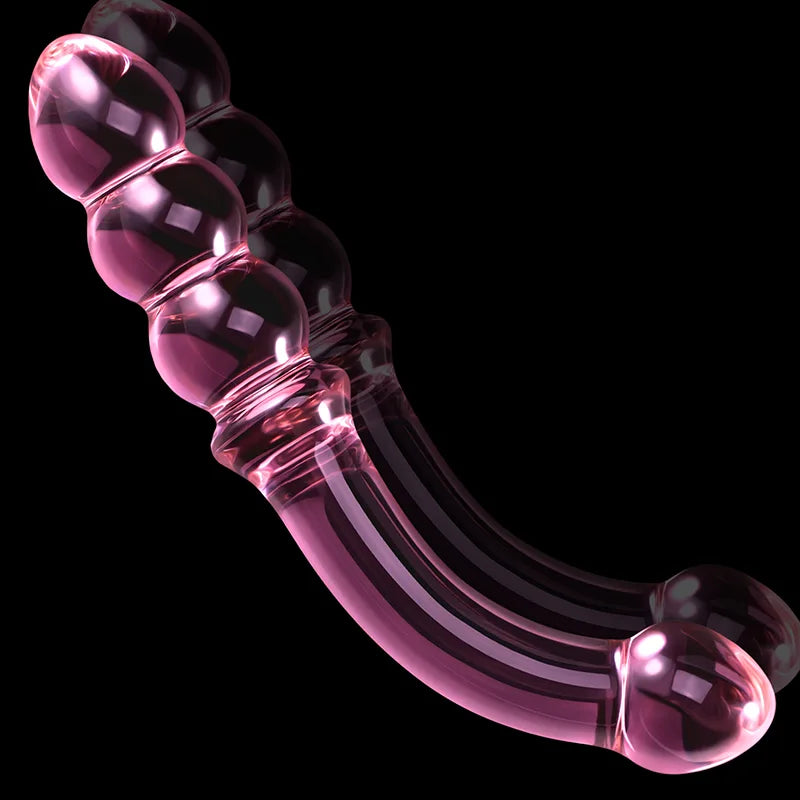 Curved Anal Bead Glass Dildo 7.67Inch