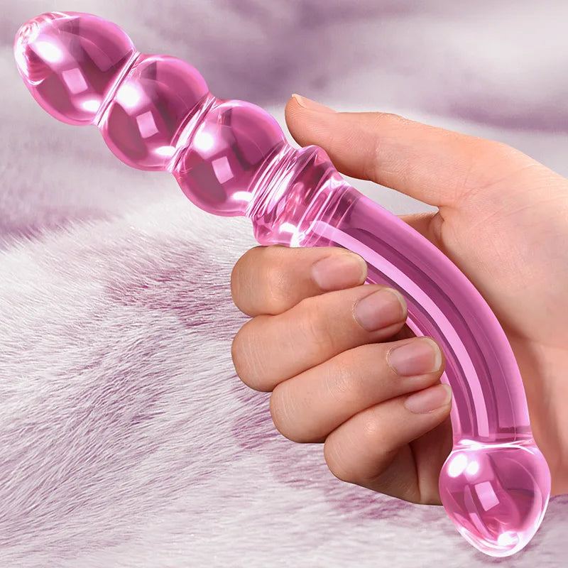 Curved Anal Bead Glass Dildo 7.67Inch