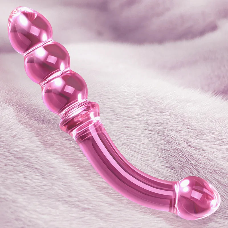 Curved Anal Bead Glass Dildo 7.67Inch
