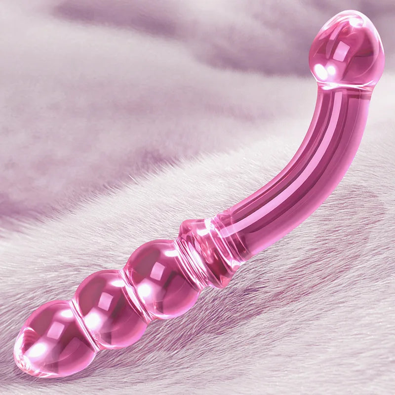 Curved Anal Bead Glass Dildo 7.67Inch
