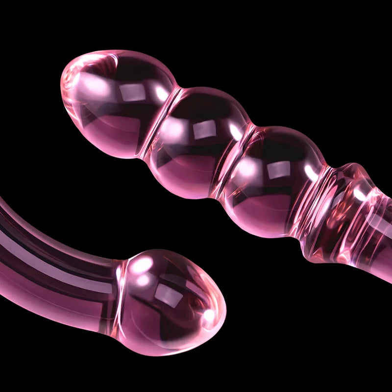 Curved Anal Bead Glass Dildo 7.67Inch