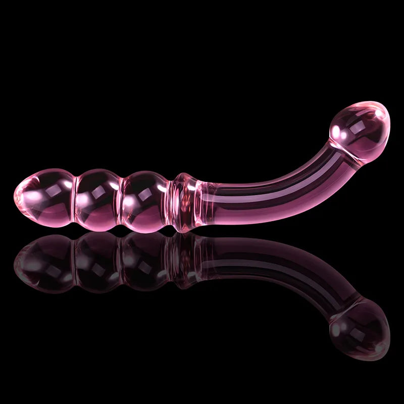 Curved Anal Bead Glass Dildo 7.67Inch