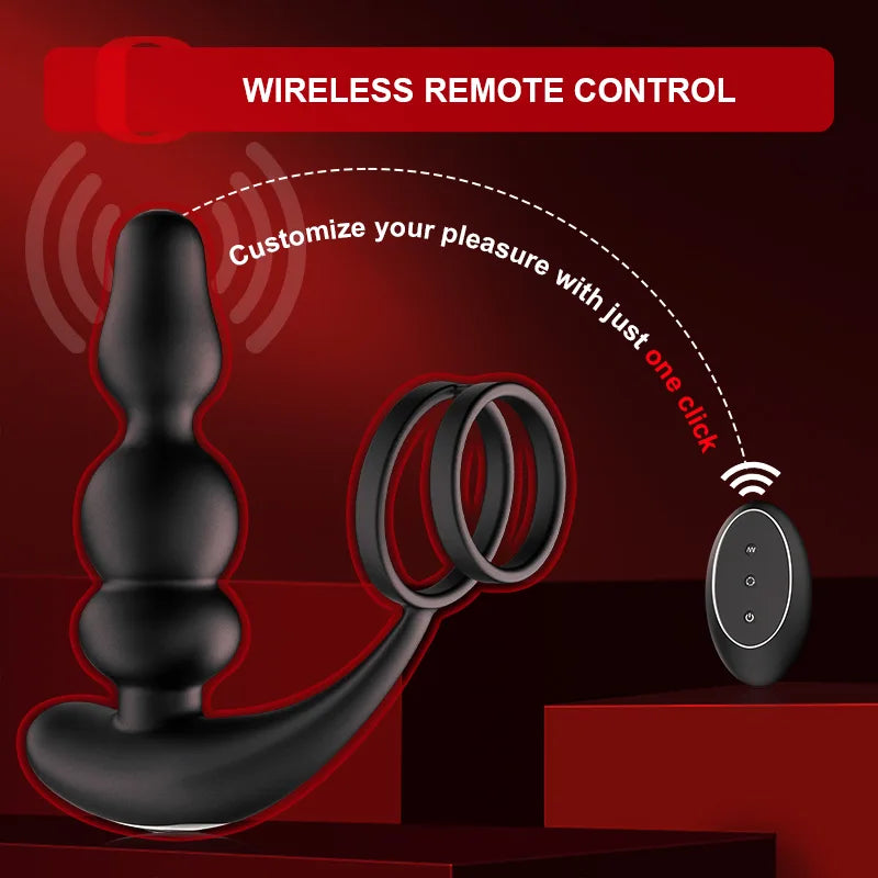 9 Rotating Vibrating Remote Control Wearable Beads Prostate Massager