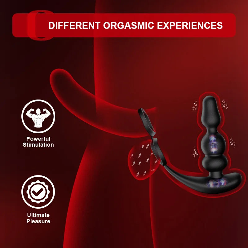 9 Rotating Vibrating Remote Control Wearable Beads Prostate Massager