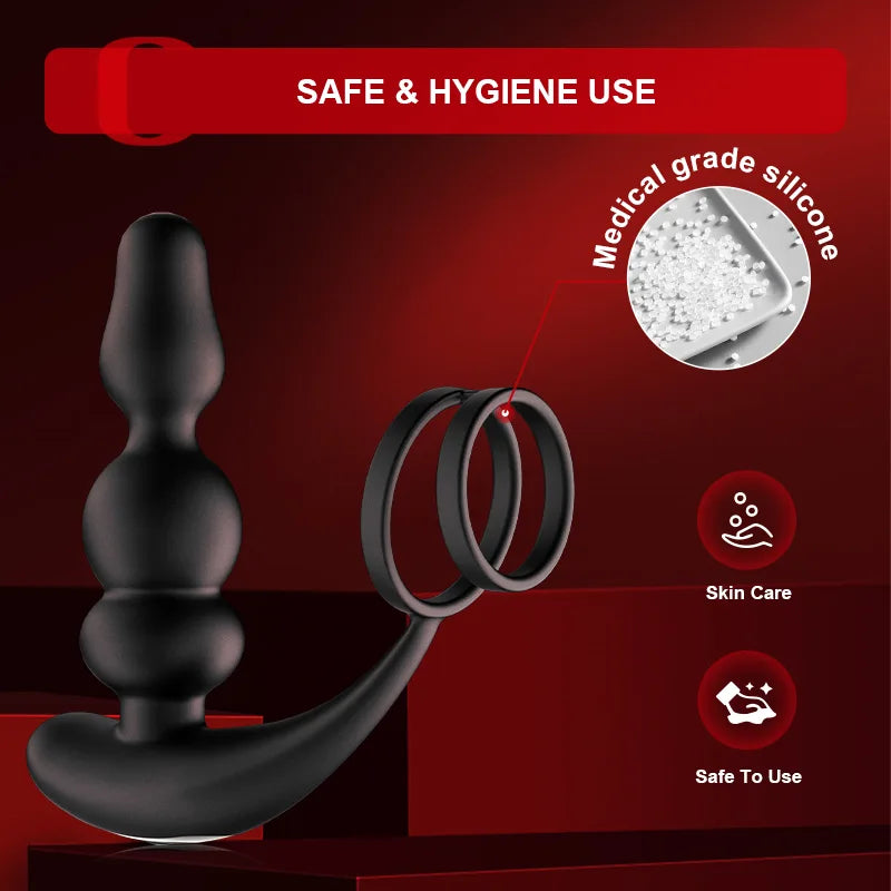 9 Rotating Vibrating Remote Control Wearable Beads Prostate Massager