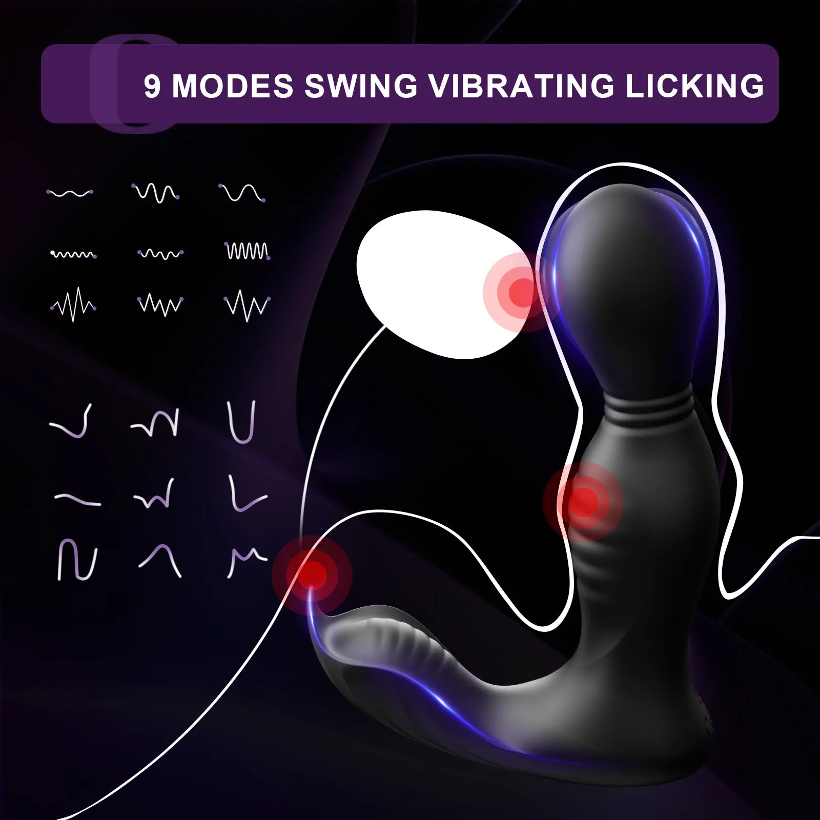 9 Swing Vibrating Licking App & Remote Control Prostate Massager