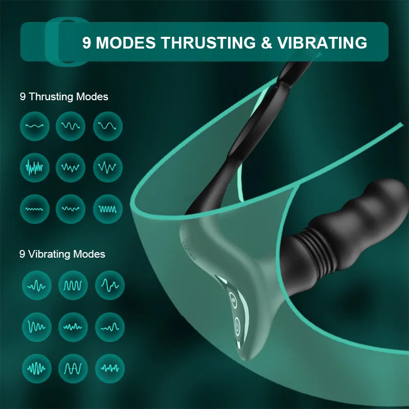 9 Thrusting Vibrating Remote Control Wearable Prostate Massager