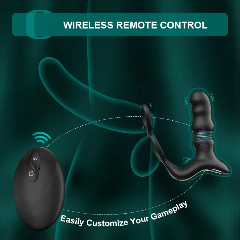 9 Thrusting Vibrating Remote Control Wearable Prostate Massager