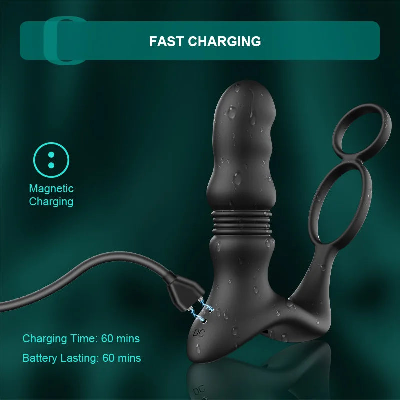 9 Thrusting Vibrating Remote Control Wearable Prostate Massager
