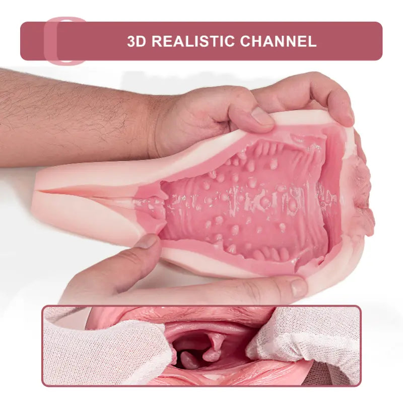 Handheld Realistic Silicone Pocket Pussy with Lifelike Labia