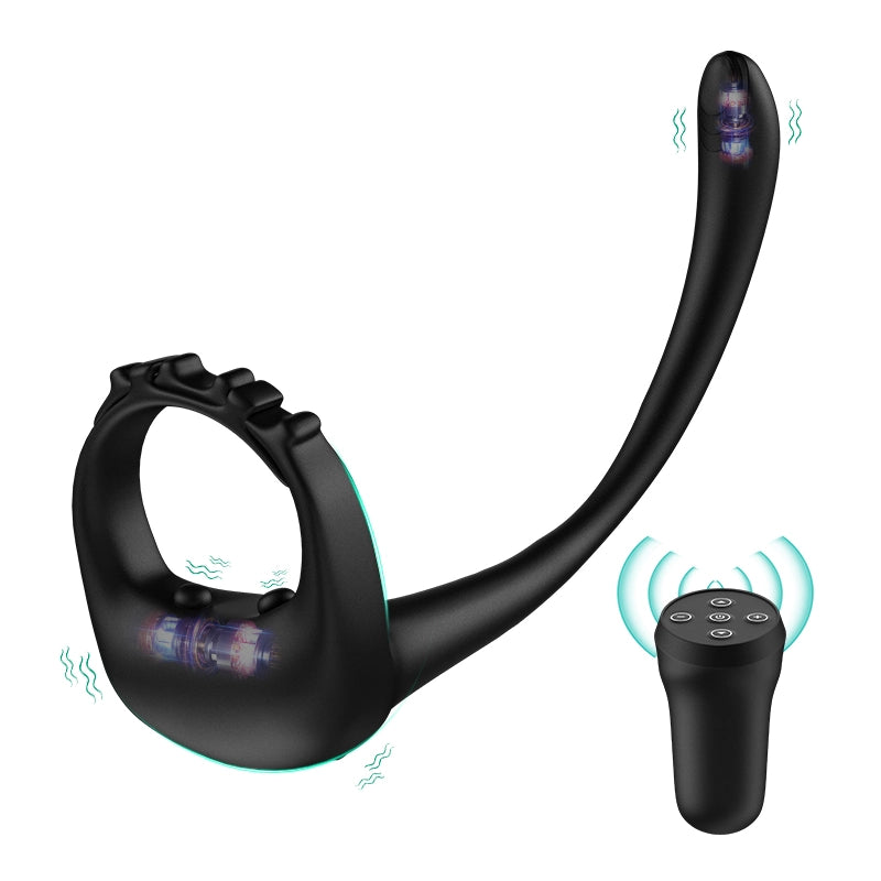 10 Vibration Mode Adjustable Cock Ring with Prostate Stimulator