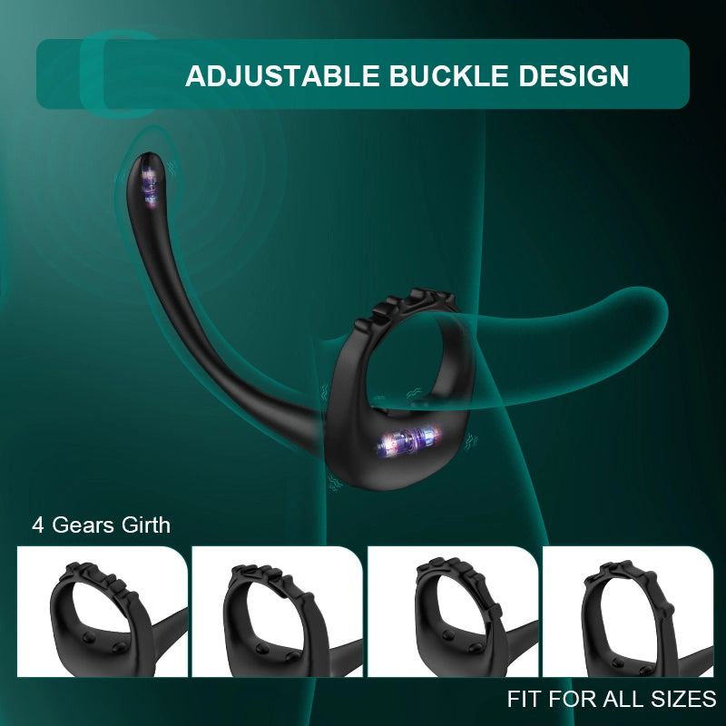 10 Vibration Mode Adjustable Cock Ring with Prostate Stimulator