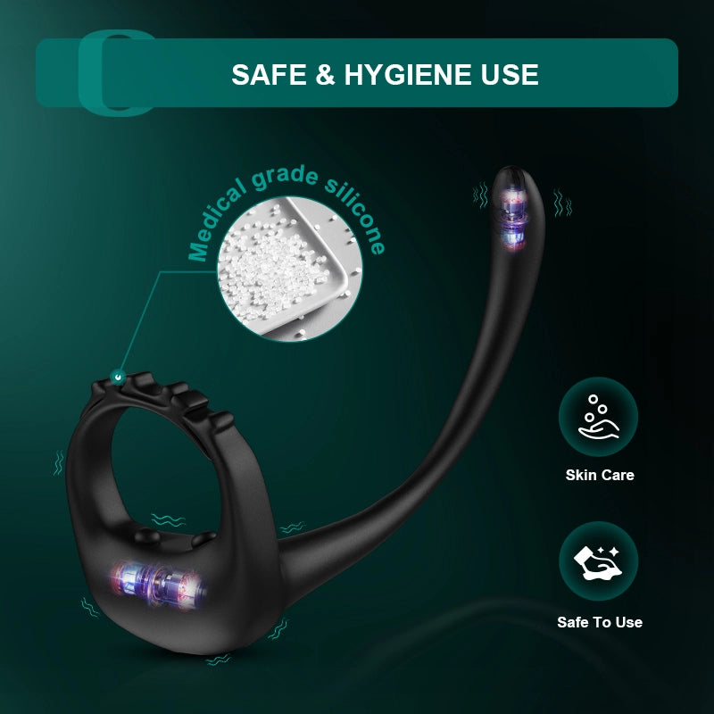 10 Vibration Mode Adjustable Cock Ring with Prostate Stimulator