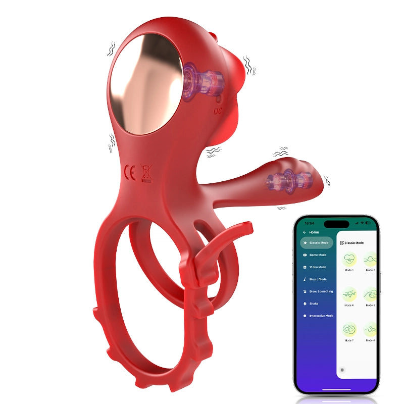 10 Vibration Mode Dual Motor Rose Cock Ring