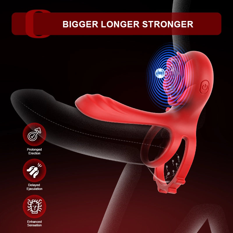 10 Vibration Mode Dual Motor Rose Cock Ring